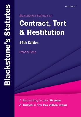 Blackstone's Statutes on Contract, Tort & Restitution - Francis Rose - cover