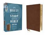 NIV, Quest Study Bible, Large Print, Leathersoft, Brown, Comfort Print: The Only Q and A Study Bible