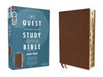 NIV, Quest Study Bible, Large Print, Leathersoft, Brown, Thumb Indexed, Comfort Print: The Only Q and A Study Bible