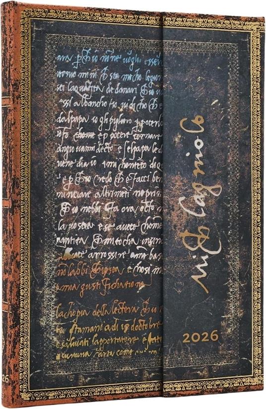Agenda Paperblanks, 2026 Michelangelo, Handwriting 12 mesi Midi, orizzontale