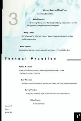 Luxurious Sexualities: Textual Practice Volume 11 Issue 3 - cover