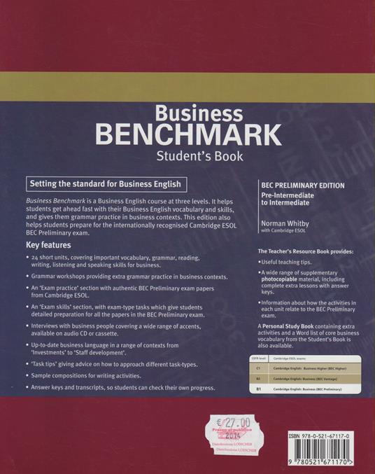 Business benchmark. Pre-intermediate to intermediate. Con espansione online. Per le Scuole superiori - Guy Brook-Hart,Norman Whitby - 2