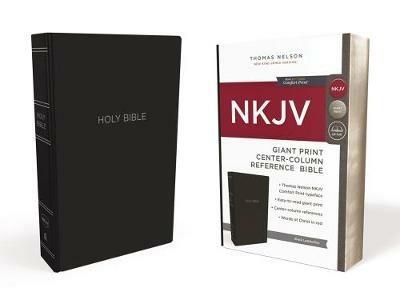 NKJV Holy Bible, Giant Print Center-Column Reference Bible, Black Leather-look, 72,000+ Cross References, Red Letter, Comfort Print: New King James Version - Thomas Nelson - cover