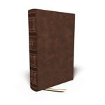 NKJV, Single-Column Wide-Margin Reference Bible, Leathersoft, Brown, Red Letter, Thumb Indexed, Comfort Print: Holy Bible, New King James Version