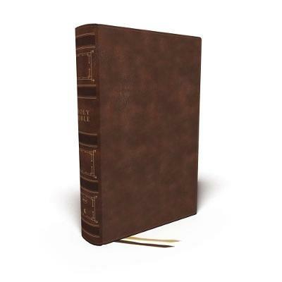 NKJV, Single-Column Wide-Margin Reference Bible, Leathersoft, Brown, Red Letter, Thumb Indexed, Comfort Print: Holy Bible, New King James Version - Thomas Nelson - cover