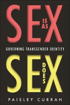 Sex Is As Sex Does: Governing Transgender Identity - Paisley Currah - cover