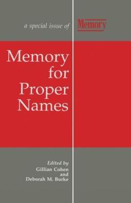 Memory for Proper Names: A Special Issue of Memory - Cohen - cover