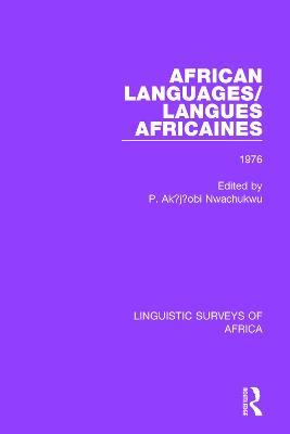 African Languages/Langues Africaines: Volume 2 1976 - cover