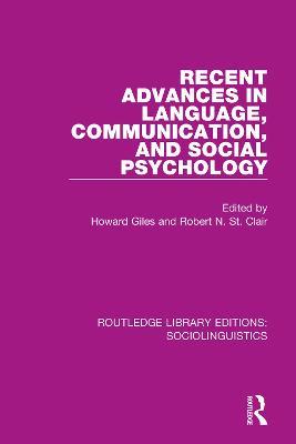 Recent Advances in Language, Communication, and Social Psychology - cover