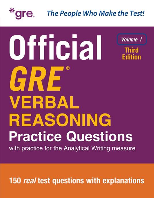 Official GRE Verbal Reasoning Practice Questions, Third Edition, Volume 1