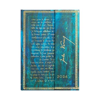 Agenda Paperblanks 2024, 12 mesi, Midi, Verticale, Collezione Preziosi Manoscritti, Verne, Ventimila Leghe - 13 x 18 cm