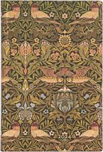 Agenda Paperblanks 2024, 12 mesi Flexis, Mini, Orizzontale, William Morris, Morris Uccelli - 9,5 x 14 cm