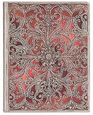 Paperblanks Taccuino flexi a copertina morbida, Ultra, Righe, Collezione Filigrana d'Argento, Granato - 18 x 23 cm