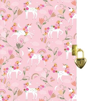 Unicorn Blooms Locking Journal (Diary with Lock) - cover