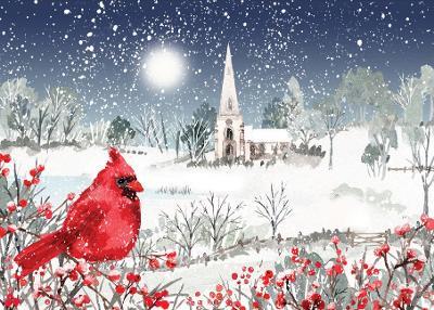 Cardinal in Moonlight Deluxe Boxed Holiday Cards (20 Cards, 21 Self-Sealing Envelopes) - cover