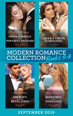 Modern Romance Books September Books 5-8: Shock Marriage for the Powerful Spaniard (Conveniently Wed!) / The Greek's Virgin Temptation / Sheikh's Royal Baby Revelation / Redeemed by Her Innocence