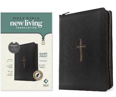 NLT Compact Giant Print Zipper Bible, Filament-Enabled Edition (Leatherlike, Black Cross, Indexed, Red Letter) - Tyndale - cover