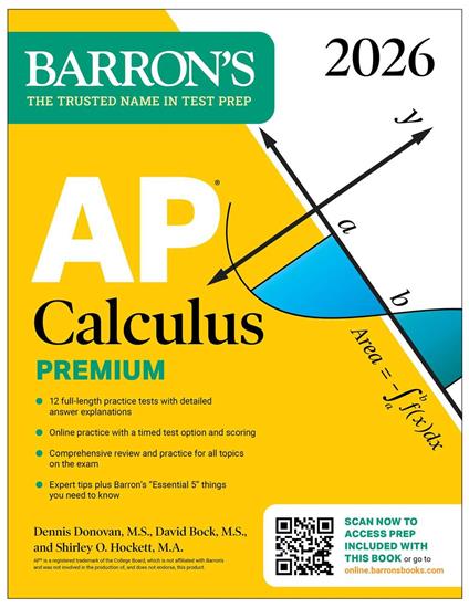AP Calculus Premium, 2026: Prep Book with 12 Practice Tests + Comprehensive Review + Online Practice