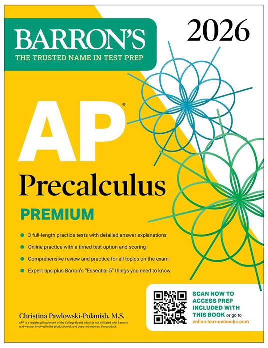 AP Precalculus Premium, 2026: Prep Book with 3 Practice Tests + Comprehensive Review + Online Practice
