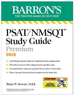 PSAT/NMSQT Premium Study Guide, 2026: 2 Practice Tests + Comprehensive Review+ 200 Online Drills - Barron's Educational Series,Brian W. Stewart - cover