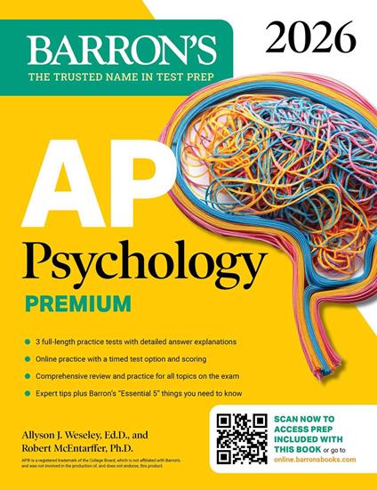AP Psychology Premium, 2026: Prep Book with 3 Practice Tests + Comprehensive Review + Online Practice