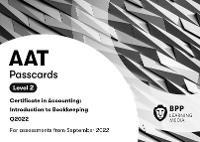 AAT Introduction to Bookkeeping: Passcards - BPP Learning Media - cover
