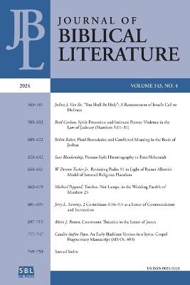 Journal of Biblical Literature 143.4 (2024) - cover