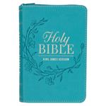 KJV Bible Pocket Faux Leather Teal W/Zipper