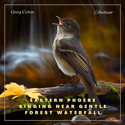 Eastern Phoebe Singing Near Gentle Forest Waterfall