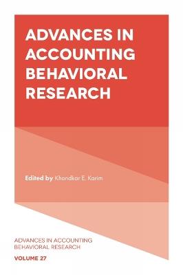 Advances in Accounting Behavioral Research - cover