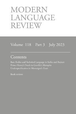 Modern Language Review (118: 3) July 2023 - cover