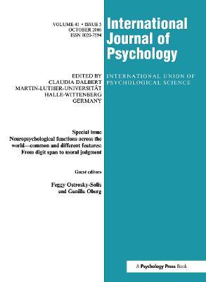Neuropsychological Functions Across the World: A Special Issue of the International Journal of Psychology - cover