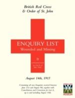 British Red Cross and Order of St John Enquiry List for Wounded and Missing: August 14th 1915
