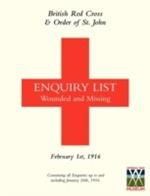 British Red Cross and Order of St John Enquiry List for Wounded and Missing: FEBRUARY 1ST 1916 (Mediterranean Enquiries)