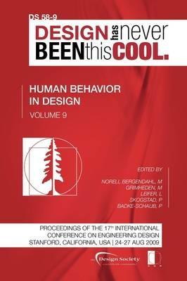 Proceedings of ICED'09, Volume 9, Human Behaviour in Design - cover