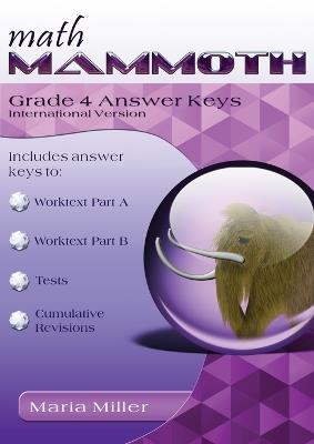Math Mammoth Grade 4 Answer Keys, International Version - Maria Miller - cover