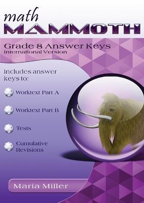 Math Mammoth Grade 8 Answer Keys, International Version - Maria Miller - cover