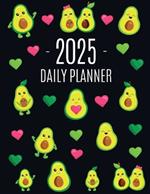 Avocado Daily Planner 2025: Funny & Healthy Fruit Organizer: January-December (12 Months) Cute Green Berry Year Scheduler with Pretty Pink Hearts