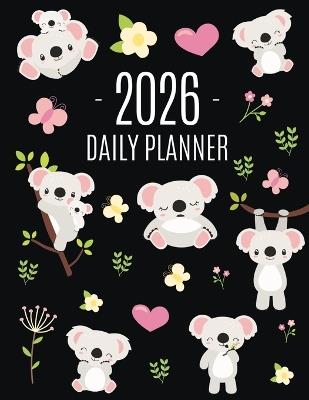 Koala Planner 2026: Australian Outback Animal Agenda: January-December Pretty Pink Butterflies & Yellow Flowers Monthly Scheduler For Work or Office - Pimpom Pretty Press - cover