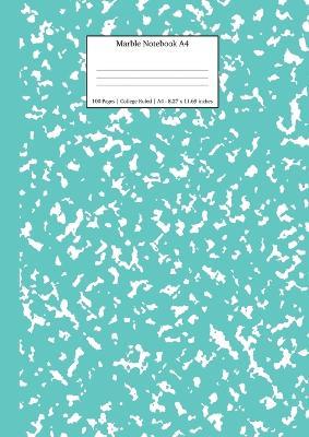 Marble Notebook A4: Turquoise Marble College Ruled Journal - Young Dreamers Press - cover