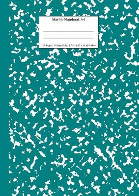 Marble Notebook A4: Teal Marble College Ruled Journal - Young Dreamers Press - cover