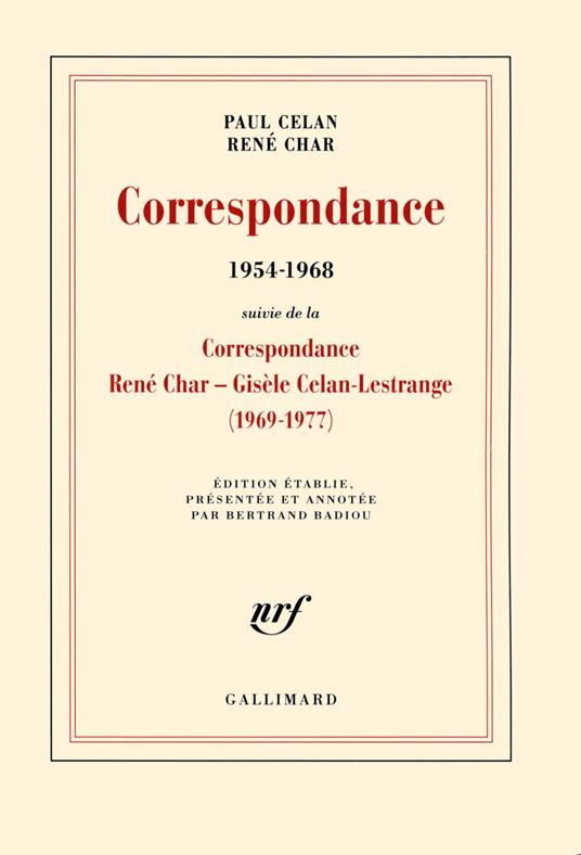 Correspondance (1954-1968). Suivi de la Correspondance René Char - Gisèle Celan Lestrange