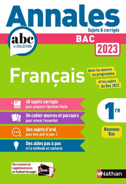 Annales ABC du BAC 2023 - Français 1re - Sujets et corrigés - Enseignement commun première - Epreuve finale Bac 2023 - EPUB