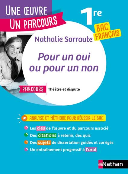 Analyse et étude de l'oeuvre - Pour un oui ou pour un non de Nathalie Sarraute - Réussir son BAC Français 1re 2026 - Parcours associé Théâtre et dispute - Une oeuvre, un parcours