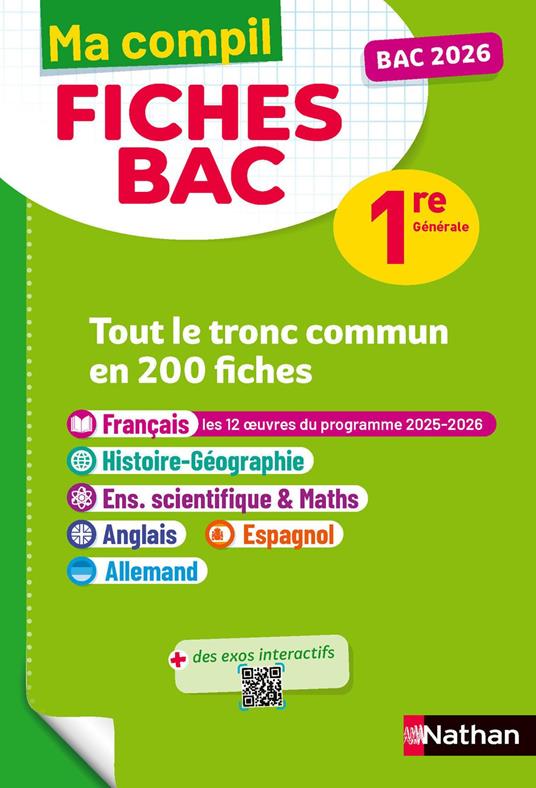 Toutes les matières du tronc commun Première - Ma Compil fiches BAC - Bac 2026 - Français, Histoire-Géographie, Enseignement scientifique, Anglais, Espagnol, Allemand 1re - EPUB