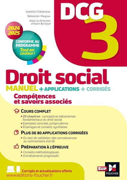 DCG 3 - Droit social - Manuel et applications - Millésime 2025-2026