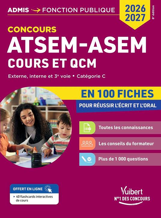 Concours ATSEM - ASEM en 100 fiches 2026-2027 - Cours et QCM