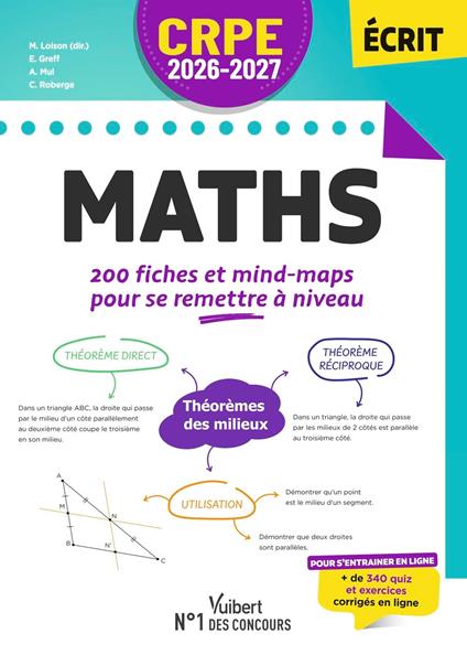 CRPE 2026-2027 - Maths : 200 fiches et mind-maps pour se remettre à niveau - épreuve écrite d’admissibilité M2/L3