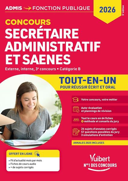 Concours Secrétaire administratif et SAENES - Catégorie B - Tout-en-un
