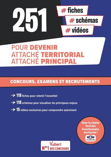 251 fiches, schémas et vidéos pour devenir attaché territorial, attaché principal